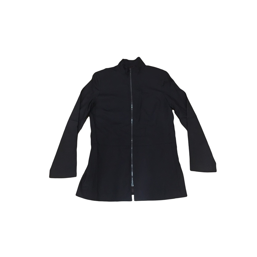 Iris Singer size 8 Black full zip jacket coat double zipper mock collar